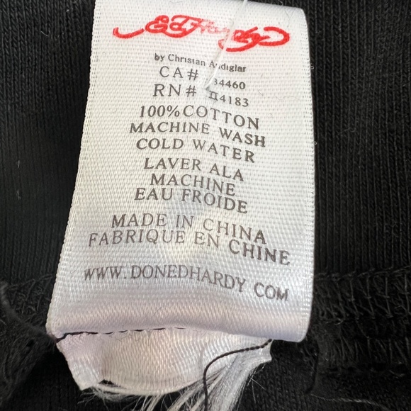 Ed Hardy Joggers Black Size M Low Rise Velour Tiger New - Picture 9 of 9